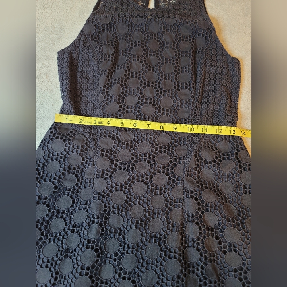 Tory Burch Hallie Eyelet Dress Navy Blue Lace A-Line Sleeveless Lined Size 2 - Picture 6 of 10
